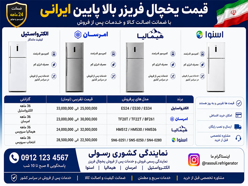 قیمت یخچال بالا پایین